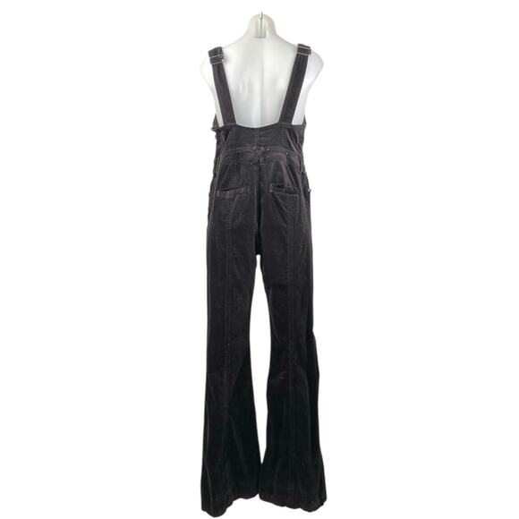 Pilcro and the Letterpress Black Velvet Velour Wide Leg Romper Jumpsuit Size 29 - Picture 3 of 6